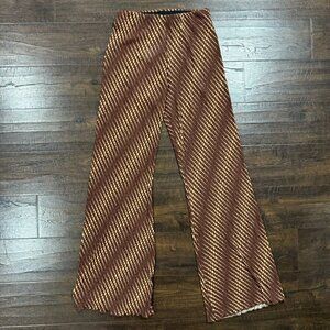 Urban Outfitters Margot Printed Wide Flare Leg Pant Pull On Brown Size Medium